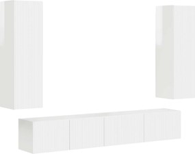 vidaXL Σετ επίπλου τηλεόρασης 3 pcs Υψηλής γυαλάδας λευκό