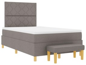 vidaXL Κρεβάτι Box Spring με Στρώμα & Πάγκο Ταουπέ 120x200 εκ Ύφασμα