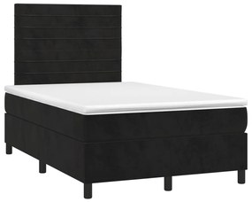 Κρεβάτι Boxspring με Στρώμα &amp; LED Μαύρο 120x200 εκ. Βελούδινο - Μαύρο