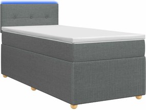vidaXL Κρεβάτι box spring με στρώμα Σκούρο Γκρι 90 x 200 cm Ύφασμα