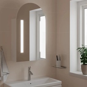 Καθρέφτης Μπάνιου με Ντουλάπι &amp; LED Αψίδα Λευκό 42x13x70 εκ.