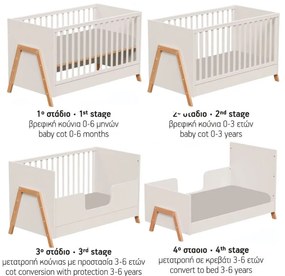 Casababy Oslo Ecru Βρεφικό Κρεβάτι Μετατρεπόμενο Σε Προεφηβικό