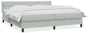 vidaXL Κρεβάτι Boxspring με Στρώμα Ανοιχτό Γκρι 180x210 εκ. Βελούδινο