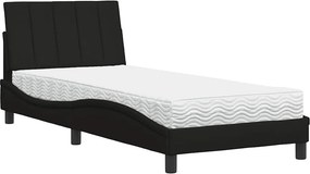 vidaXL Κρεβάτι με Στρώμα Hanko Μαύρο 90x200 εκ. Υφασμάτινο