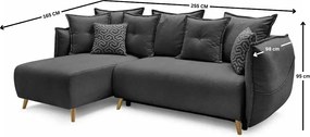 Corner Sofa-Bed Puffy - Anthracite Anthracite