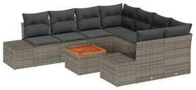 vidaXL Σετ Καναπέ Κήπου 9 pcs Γκρι