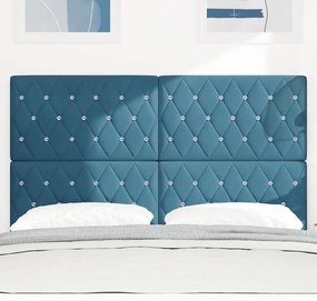 vidaXL Κεφαλάρι LED με φώτα λωρίδας LED Σκούρο Μπλε 144 cm Βελούδο