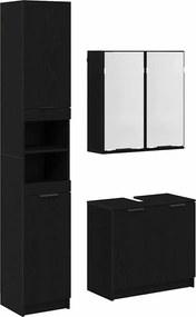 vidaXL Σετ Ντουλαπιών Μπάνιου 3 pcs Μαύρη Οξυά Επεξεργασμένο ξύλο