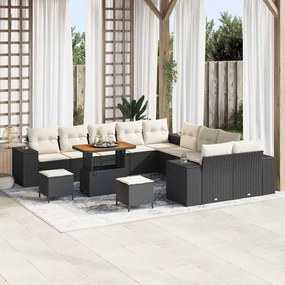vidaXL Σετ Καναπέ Κήπου Ρυθμιζόμενο ύψος 13 pcs Μαύρο συνθετικό ρατάν