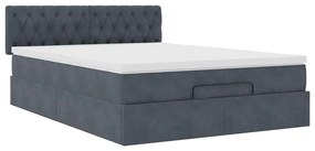 vidaXL Οθωμανικό κρεβάτι με στρώμα & LEDs Σκούρο γκρι 140x200cm Velvet