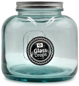 Δοχείο με καπάκι Glass Drops Storage (5796) Aπό 100% ανακυκλωμένο γυαλί, Xωρητικότητας 1500ml , Διαστάσεων Ø 15 x Υ 15 cm