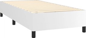 vidaXL Κρεβάτι Boxspring με Στρώμα Λευκό 100x200εκ.από Συνθετικό Δέρμα