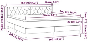 vidaXL Κρεβάτι Boxspring με Στρώμα Μπλε 160x200 εκ. Υφασμάτινο