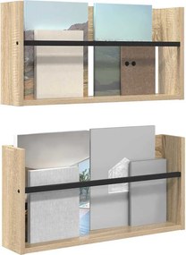 vidaXL Ράφι Περιοδικών με ράφι 2 pcs Δρύς Sonoma 60 x 12 x 30 εκ