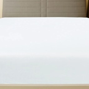 Σεντόνι με Λάστιχο Λευκό 140x200 εκ. Βαμβακερό Ζέρσεϊ - Λευκό