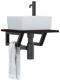 Ράφι Νιπτήρα Τοίχου από Ατσάλι / Μασίφ Ξύλο Δρυός