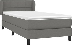 vidaXL Κρεβάτι Boxspring με Στρώμα Σκούρο Γκρι 90x190 εκ. Υφασμάτινο