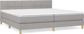 vidaXL Κρεβάτι Boxspring με Στρώμα Ανοιχτό Γκρι 200x200 εκ. Υφασμάτινο