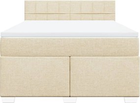 vidaXL Κρεβάτι Boxspring με Στρώμα Κρεμ 160x200 εκ. Υφασμάτινο