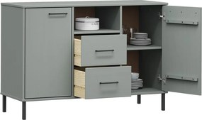 vidaXL Ντουλάπι OSLO Γκρι 113x40x77 εκ. Μασίφ Ξύλο με Μετ. Πόδια