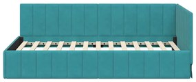 vidaXL Κρεβάτι Γωνίας με κεφαλάρι Τιρκουάζ 100 x 200 cm Βελούδο