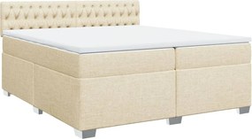 vidaXL Κρεβάτι Boxspring με Στρώμα Κρεμ 200x200 εκ. Υφασμάτινο