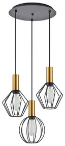 Φωτιστικό Οροφής Adept Flex 77-8935 37x37x300cm 3xE27 60W Black-Gold Homelighting