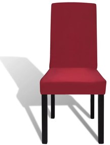 vidaXL Κάλυμμα Καρέκλας Ελαστικό Ίσιο 6 τεμ. Μπορντώ