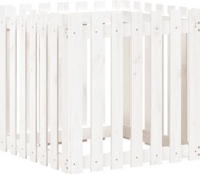 vidaXL Ζαρντινιέρα με Σχέδιο Φράχτη Λευκή 70 x 70 x 70 εκ. Μασίφ Πεύκο