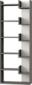 Βιβλιοθήκη Oppa Megapap χρώμα ανθρακί - λευκό 60x22x162εκ.