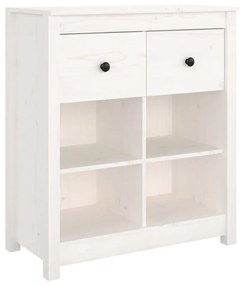 Συρταριέρα Λευκή 70 x 35 x 80 εκ. από Μασίφ Ξύλο Πεύκου - Λευκό