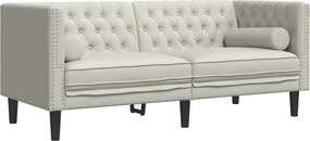 vidaXL Σετ Καναπέδων Chesterfield 3 Τεμαχίων με Βάσεις, Κρεμ Βελούδινο