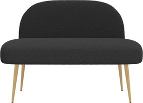 vidaXL Δερμάτινος Πάγκος με Πλάτη Μαύρο 110 x 60 x 76 cm Μπουκλέ