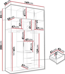 Ντουλάπα Lati D3 Τρίφυλλη με πατάρι