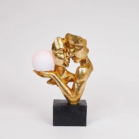 Διακοσμητική Φιγούρα Ζευγάρι Με Led 819-00865 21x9,5x31,5cm Gold-Black Estheti Home Πολυρεσίνη