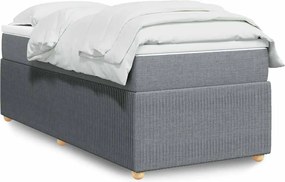 vidaXL Κρεβάτι Boxspring με Στρώμα Ανοιχτό Γκρι 90x190 εκ. Υφασμάτινο