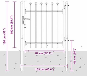 vidaXL Πύλη Φράχτη Γκρι 100 x 100 cm Χάλυβας με Επικάλυψη Πούδρας