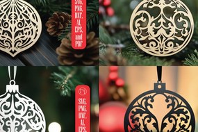 Σετ των 3 Intra απο ξύλο plywood 3mm-4mm πάχος Χριστουγεννιάτικο στολίδι Δίασταση 8x8 cm INTRAFABR-105343690