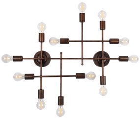 00668-1 GloboStar® GLOBOSTAR® PIPING 00668-1 Vintage Φωτιστικό Οροφής με Ντουί 12 x E27 AC 220-240V IP20 - Χάλκινο - Μ78.5 x Π9.5 x Υ64cm