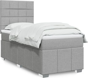 vidaXL Κρεβάτι Boxspring με Στρώμα Ανοιχτό Γκρι 80x200 εκ. Υφασμάτινο