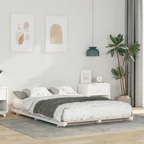 vidaXL Κρεβάτι δαπέδου Λευκό 140 x 190 cm Μασίφ ξύλο πεύκου