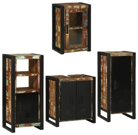 vidaXL Σετ Επίπλων Μπάνιου 4 pcs Πολύχρωμο Στερεό ανακτημένο ξύλο