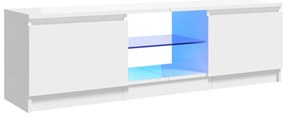 vidaXL Έπιπλο Τηλεόρασης με LED Γυαλιστερό Λευκό 120 x 30 x 35,5 εκ.