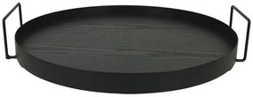 Διακοσμητικός δίσκος στρογγυλός -  Μαύρο - 38.5x37.3x3.3/7εκ