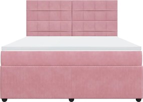 vidaXL Κρεβάτι Boxspring με Στρώμα Ροζ 180x200 εκ. Βελούδινο