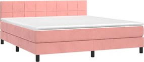 vidaXL Κρεβάτι Boxspring με Στρώμα Ροζ 160x200 εκ. Βελούδινο