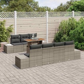 vidaXL Σετ Καναπέ Κήπου με αποθήκευση 8 pcs Γκρι Πολυ ράταν