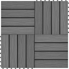 vidaXL Πλάκα Κατασκευής 3D Σχεδίαση 11 pcs Γκρι 30 x 30 cm WPC
