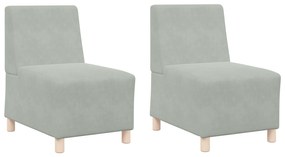 vidaXL Καναπέδες 2 pcs Ανοιχτό γκρι 55 x 74 x 82 εκ. Βελούδο