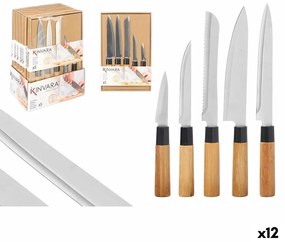 Σετ Μαχαιριών Kinvara SJ6533B Καφέ Μέταλλο Bamboo (12 Μονάδες)